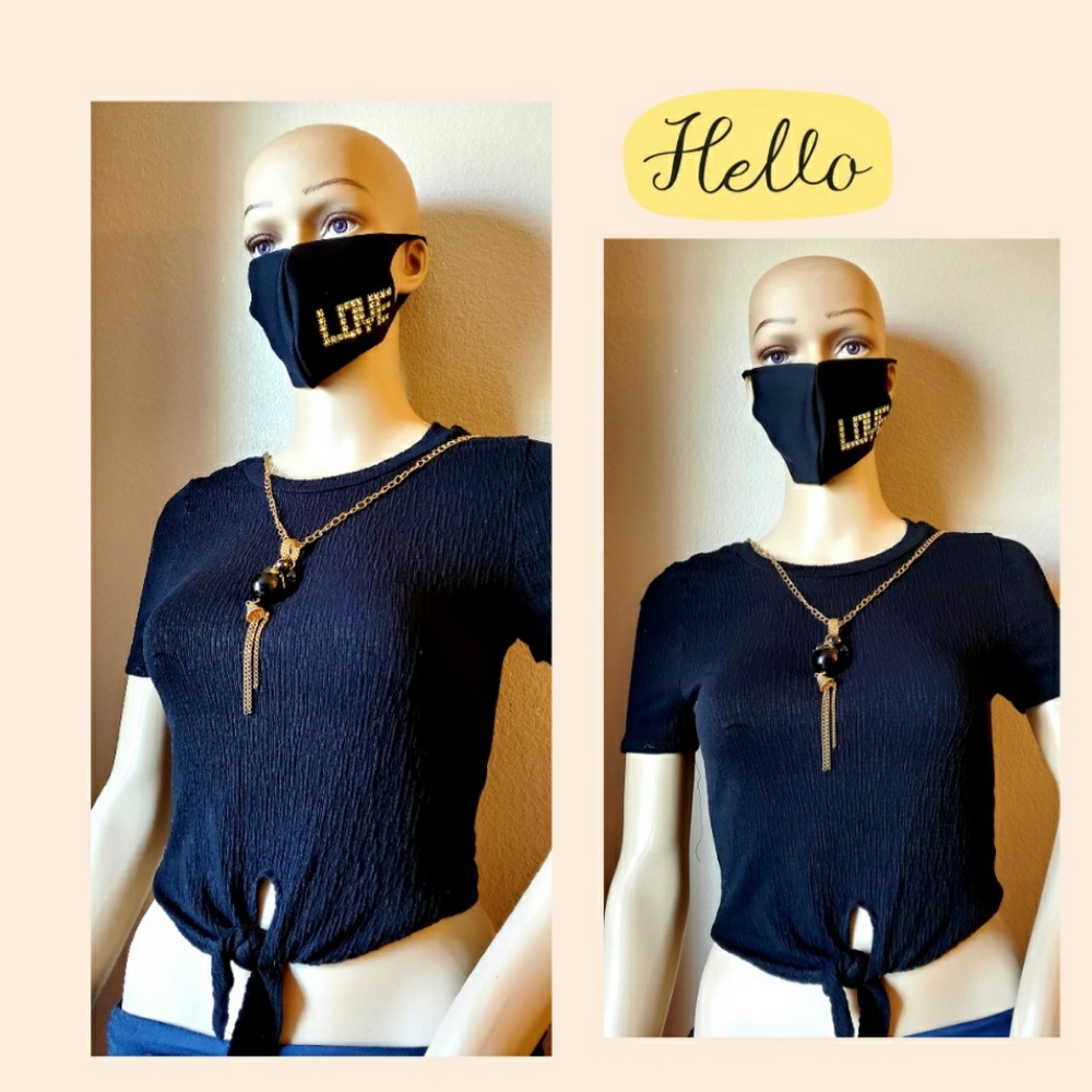 Front tied crop top with face mask